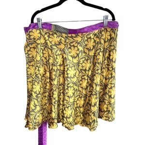 Darn Good Yarn Sari Wrap Skirt Mini Length Silk Reversible Purple Gold 2-12 NWT